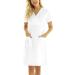 Koippimel Professional Women's Short Sleeve Scrubs Dress - V-Neck Mock Wrap Design - Solid Color Working Uniform with Two Pockets - White (Medium) - Buy Online on GoSupps.com