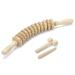 Navaris Massage Roller 3 Set made of wood - massage roller with handle - massage wood 3 pieces - massage stick fascia rod massage roller - wood massage roller with bag