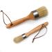 2PCS Chalk Paint Wax Brush Set for Furniture, Round Paint Brushes for Stencils, Wood Projects, Wax Finishing,Milk Paint - Dark or Clear Soft Wax, Natural Bristles