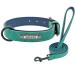 Didog dog collar soft padded leather with personalizable engraved name tag D-ring.Suitable for small and medium -sized dogs.XL: 40-50 cm green set (custom)