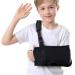 Kids Arm Sling Shoulder Immobilizer for Left or Right Arm Comfortable Relief for Shoulder Elbow Injury Rotator Cuff Surgery Broken Wrist and Hand Adjustable Padded Straps Fit Boys and Girls (Black) (Small)