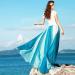 Sanahy Women's Chiffon Retro Maxi Skirt | Gradient Beach Full/Ankle Length Elastic Pleated Long Skirt in Blue - Buy Online on GoSupps.com