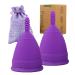 M Muncaso menstrual cup 2 Period menstrual cup very soft and flexible reusable cup menstrual cup made of medical silicone menstruation cup s (pack of 2) purple
