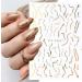 Metallic Golden French Nail Art Stickers Decals | 3D Self-Adhesive Glitter Lines & Hearts | 7 Sheets Nail Art Decoration for Women - Buy Online on GoSupps.com