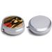 Decorative Round Pill Box - Red Dress Print 3 Compartment Metal Organizer Portable Pocket Medicine Case - Buy Online on GoSupps.com