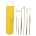 Healeved 1 Set Ear Picking Tool Massage Kit Silicone Earplugs Silicone Remover Ear Ceaning Spoon Earwax Removal Kit Ear Wax Picking Tool Ear Wax Pick Tool Ear Wax Cleaner Ear Cleaner Kit Golden 11.5X2.7X1cm