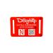DogTap Light Big digital dog brand for medium to large dogs with NFC chip and QR code for contact details and profile made of silicone waterproof flexible 67 x 40 mm red
