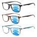 3 Pack Progressive Multifocus Reading Glasses for Men Women Blue Light Blocking Spring Hinges Computer Readers (3 Mix, 1.50, multiplier_x) 3 Mix 1.5 x