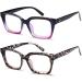 2 Pairs Oversized Retro Blue Light Blocking Reading Glasses 2.75 for Women & Men - Square Style Oprah Readers in Purple & Leopard Print - Buy Online on GoSupps.com