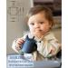 Elephant Silicone Sippy Cup | Transition Straw Cup for Babies 6m+ | 3-in-1 Training Cup with Cleaning Brush | BPA Free | Microwave & Dishwasher Safe | 7oz Bluestone - Buy Online on GoSupps.com