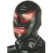 Latex hood rubber mask with contrasting stripes around eyes and mouth black with zipper Black With Zipper