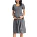 Love2Mi Womens Short-Sleeve Maternity Dress Casual A-Line Midi Pregnant Dress XL Floral45