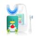 Kids Electric Toothbrushes, U Shaped Ultrasonic Toothbrush, Rechargeable Kids Toothbrush, with 2 Brush Heads, Bring a Mouthwash Cup |Smart Timer| IPX7 Waterproof, Toddler Toothbrush Age 2-6 Aged 26 (Kids) Green