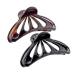 Parcelona French Set of 2 Small Black and Shell Rain Drop 2 3/4 Inch Celluloid Shell Claw Jaw Hair Clip