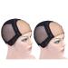 2 pieces 4x4 inch U-part Swiss tip wig cap with adjustable straps on the back for the production of wigs (black m) medium (54cm) black (pack with 2)