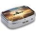 Decorative Airplane Print Pill Box - 2 Compartment Portable Medicine Organizer for Pocket or Purse - Buy Online on GoSupps.com