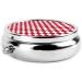 Red Checkered Mini Round Pill Box | 3 Compartment Portable Pill Organizer for Travel Home & Office Use - Buy Online on GoSupps.com