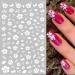 3D Self Adhesive Flower Nail Stickers - White | Nail Art Decals for Women, Kids, and Girls | Blossom Manicure Tips and Nail Wraps for Acrylic Nails - Buy Online on GoSupps.com
