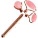 Jade Roller Set with 3 Replaceable Heads | 100% Real Jade & Rose Quartz Facial Tools | Gold Handle Anti-Aging Eye Bag Massage Kit - Buy Online on GoSupps.com