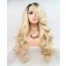Blonde Ombre Lace Front Wig with Dark Roots - Long 66cm Corrugated Synthetic Hair | 180% Density for Cosplay Festivals Weddings | Ideal for Women & Girls - Buy Online on GoSupps.com