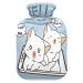Kawaii Cats hot water bottle with soft fleece cover 2 litre hot water bag for hot and cold compresses