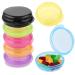 Wllhyf Small pills organizer box 7 pieces portable mini travel pills case medication organizer Transparent round vitamin container for travel outdoors outdoors blue/yellow/green/pink/purple/orange/black