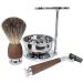 HRTC Men's Shaving Brushes Set - 3 Natural Roof Hair with Stainless Steel Foam Cup - 13x14cm Silver | Premium Grooming for Men - Buy Online on GoSupps.com