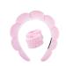 CYJUNMA Spa Headband for Washing Face Makeup Headbands for Women for Skincare Makeup Removal Face Wash Yoga Bubble Sponge Headband Pink Girls Puffy Spa Headband and Wristband Set A-Pink