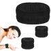 WLLHYF Spa Headband Wrist Washband Face Wash Set Facial Makeup Hair Band Microfiber Shower Head Wraps Adjustable Wrist Wash Bands Prevent Liquid from Spilling for Women Girls Black