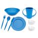 Dementia Tableware Set Blue Polycarbonate Plate Bowl Cutlery and 2 Handled Beaker Reusable