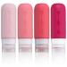 Gemice Portable Travel Bottle 4 Pack Silicone Travel Containers Set LeakProof Refillable Squeezable for Lotion Liquid Shampoos Soap and Toiletries (90ml) Red