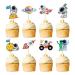 Daimay 32PCS Outer Space Cupcake Toppers Spaceship Themed Party Cake Decorations Supplies Rocket Astronaut Cupcake Decoration for Birthday Space Theme Party