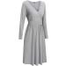 OUGES Women's Spring Casual Midi Dress | Long Sleeve V-Neck Floral Wrap Dress XL Light Gray - Buy Online on GoSupps.com