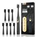 YUNCHI Y2 Electric Toothbrush with 8 Charcoal Toothbrush Heads Sonic Toothbrushes Rechargeable with 5 Modes 40000 VPM Smart Timer/4 Hours Charging Last 30 Days Black White