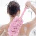Veewon Long Handle Bath Brush Back Scrubber Shower Body Brushes Sponge Hanging Soft Mesh  Pink