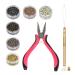 Micro Links Hair Extension Kit Tool with a 4 in 1 Metal Loop Threader Needle a Hair Extension Bead Plier 6 Colors of Silicon Lined Microlink Rings and Fairy Hair Tinsel Strands