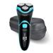 ROAMAN Electric Razor for Men, Rechargeable 3D Rotary Mens Electric Shaver Wet Dry IPX7 Waterproof with Pop-up Beard Trimmer, Corded Cordless Play, Wall Adapter 100-240v Best Worldwide Travel Gift Blue