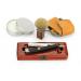 A.P.Donovan - solid razor 7/8 " - carbon steel black plastic handle (brush soap paste leather string string) - complete set