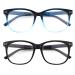 GQUEEN Large Frame Horn Glasses Without Prescription Fake Glasses Nerd Glasses Women Men UV400 PE1 1 Blue & Matte Black