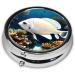 White-Golden Fishround Pill Box | 3-Compartment Portable Travel Organizer | Perfect for Purse & Pocket - Buy Online on GoSupps.com