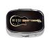 Black Guitar Printing 2 Compartment Small Pill Case Cute Small Pill Box Purse Pill Boxs Travel Pill Organizer for Pocket Purse and Travel Gifts