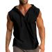 Rosennie Stringer Tank Top Men's V-neck Single-colored sleeveless hoodie cord strap wearer shirt with hood summer carrier shirt loose gym tank top bodybuilding muscle shirts armpit shirts xxl black