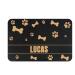 JMIPET Personalized Dog Cat Food Mat PU Non-Slip at The Bottom Dog Bowl Mat Dog Mat for Food and Water Custom Pet Dog Food Mats for Floors Waterproof Golden bone and paw prints