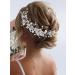 Yean Pearl Wedding headband Silver Flower Bridal Hair Accessories Leaf Hair Piece for Women and Girls