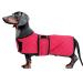 Minezi Dachshund dog winter jacket.Waterproof dog jacket.With wool inner and adjustable shoulder straps.Dog clothing in the free pink-l l (backlong: 47-50cm) pink