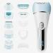 Epilator for Women 6 in 1 Hair Removal Epilator Shaver Face Razor Facial Brush Face Massage and Body Exfoliator IPX7 Waterproof Rechargeable Hair Removal for Women 2 Speeds