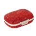 Bling Sparkling Portable 8-Compartment Waterproof Pill Organizer Box - Portable Pill Organizer Travel Case Compact Pill Box and Pill Holder for Travel and Everyday Use (Red)