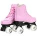 PU Leather High-top Women Roller Skates - Pink Flash | Double Row Shiny Skating | Indoor Outdoor - Size 7.5 M US - Buy Online on GoSupps.com