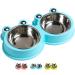 Double Dog Cat Bowls Premium Stainless Steel Pet Bowls with No-Slip Stainless Steel Cute Modeling Pet Food Water for Feeder Dogs Cats Rabbit and Pets 2.Sky Blue