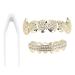 Electroplated Hip Hop Dentures Set Reusable Non-Fading Halloween Festival Tooth Decoration Braces (Gold)